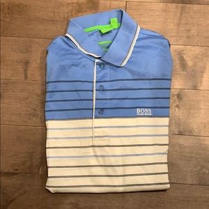 Blue and white striped polo from Hugo Boss